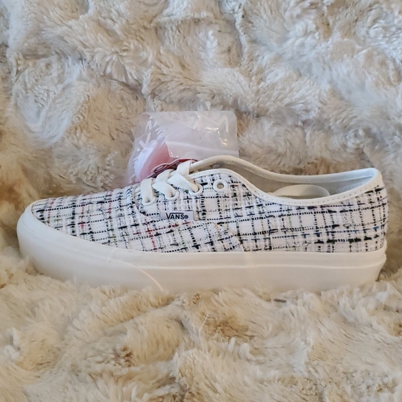 Vans Vault Og Authentic Lx Barneys Tweed beige canvas skater shoes sz 5.5 - Picture 4 of 5